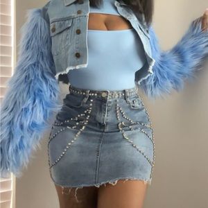 Mini Stoned denim skirt